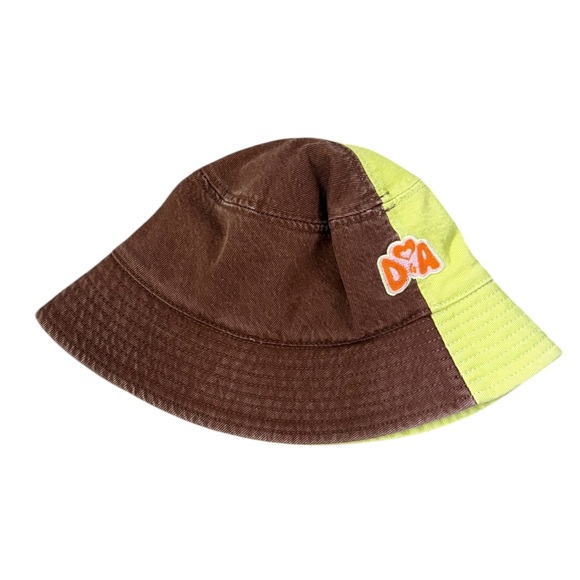 Dypsnea X Abrand Jeans Dypset Beating Hearts Cotton Bucket Hat Citron/Brown - Picture 1 of 11